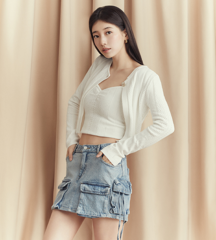 [자사몰 단독] 데님 카고 미니 스커트