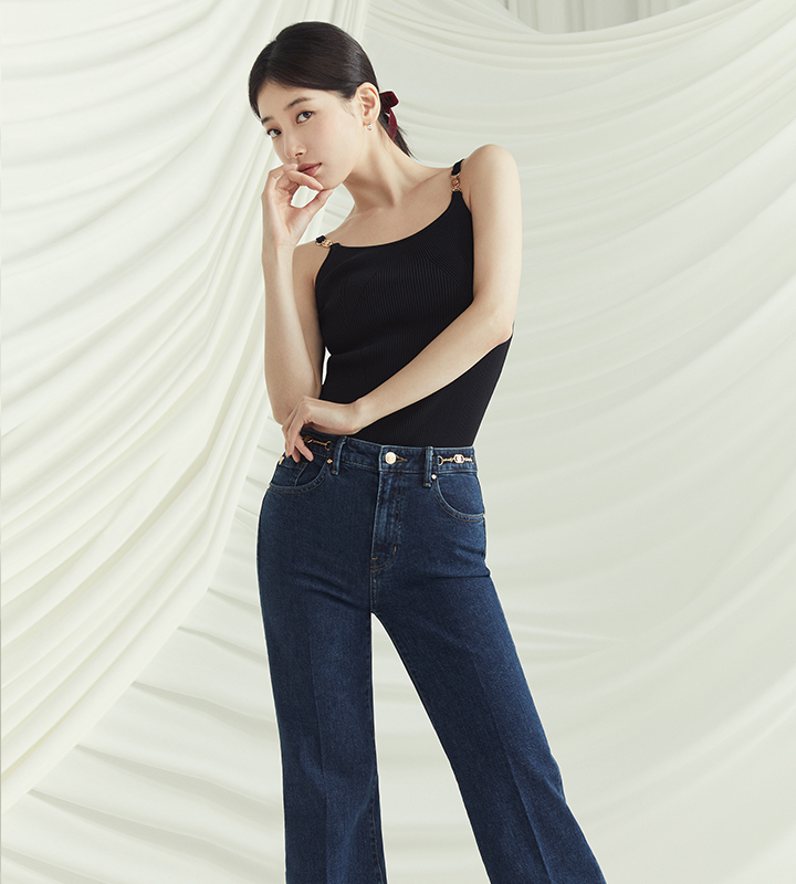 콰트로 G 금속장식 플레어 부츠컷