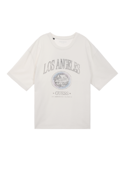 남성 LOS ANGELES 그래픽 피그먼트 반팔티_CREAM