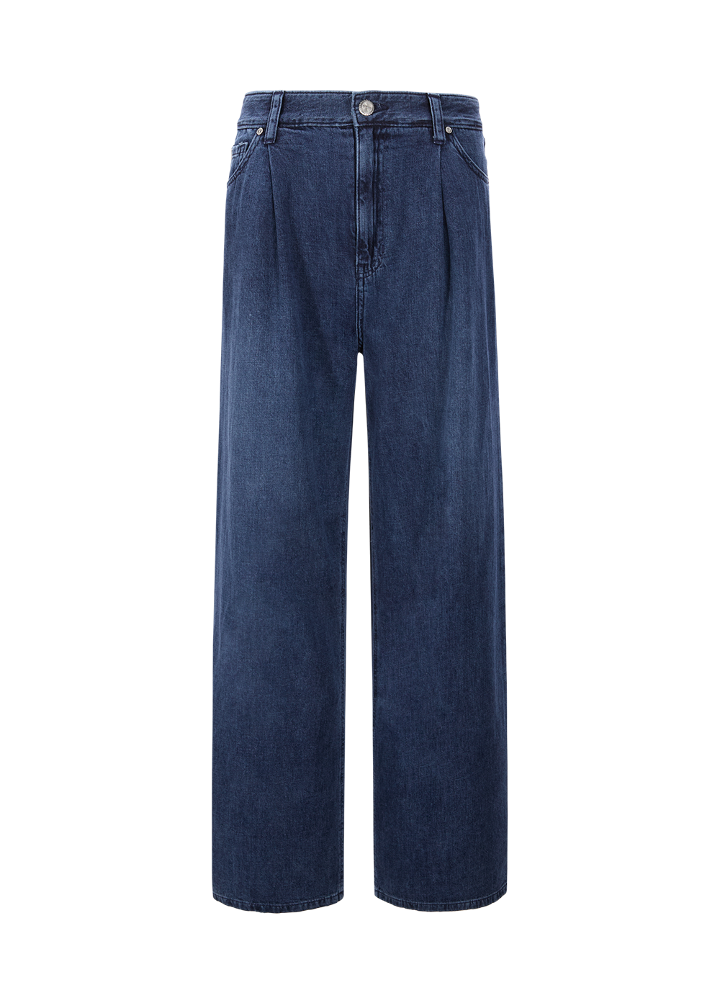 여성 저밀도 D톤 핀턱 와이드_DARK BLUE